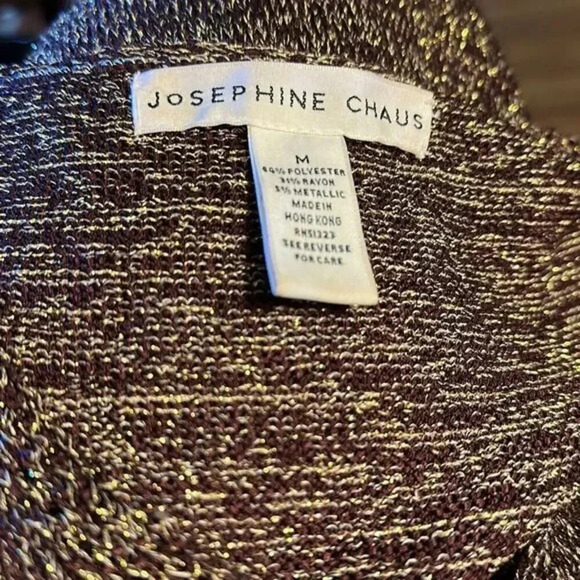 JOSEPHINE Chaus V Neck Metallic Sleeveless Sweater Size Medium - Picture 4 of 5